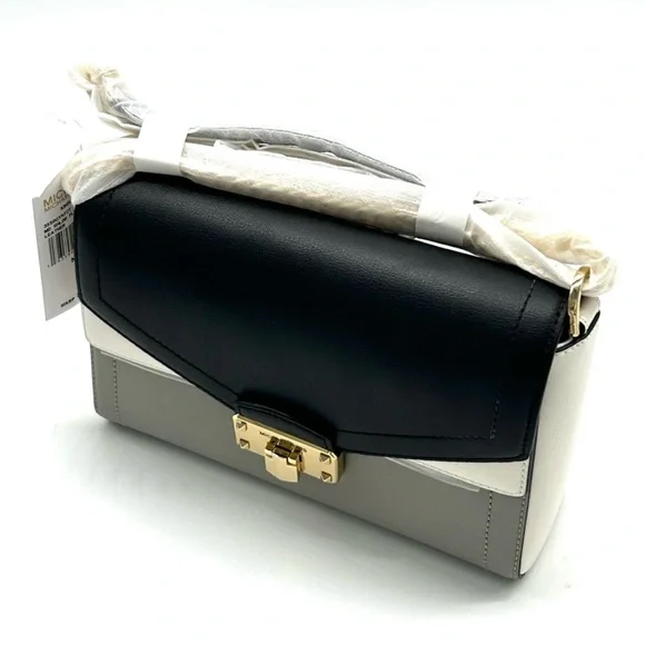 Michael Kors Kinsley Medium shoulder Flap Crossbody Bag Optic White Multi